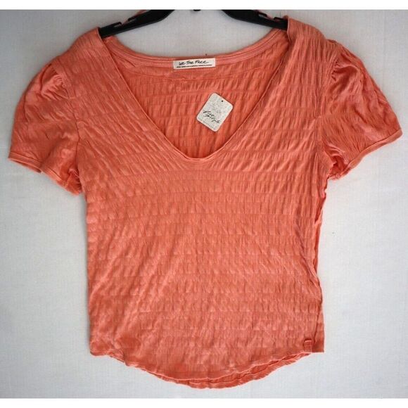 We The Free OB1434146 Women's Sz XL Burnt Coral Sugar Cube V-Neck T-Shirt - Picture 5 of 8
